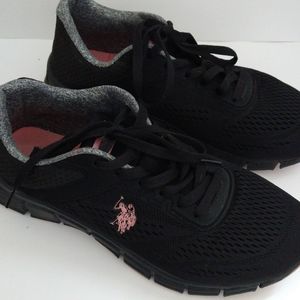 US Polo Assn Black Mesh Sneakers Size 8.5
